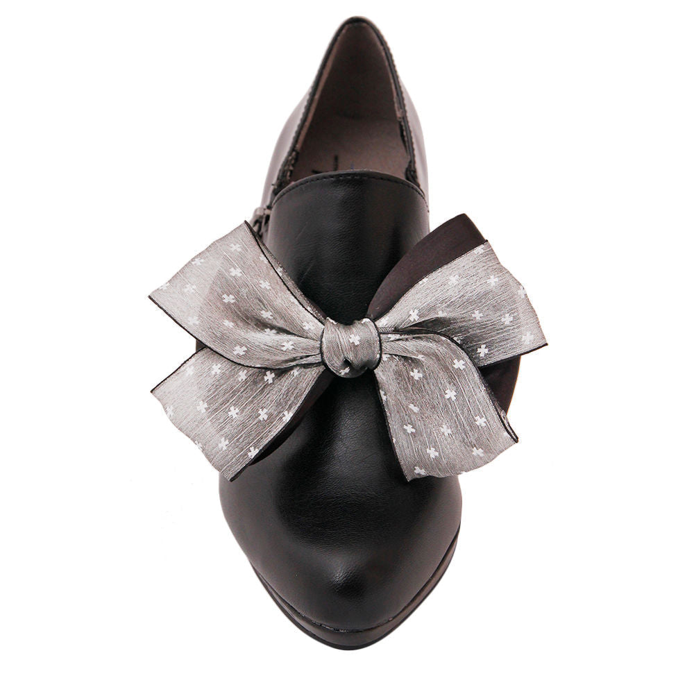 Pair of Gray and Black Bow Shoe Bands|5 inches - Premium Wholesale Jewelry from Pinktown - Just $21! Shop now at chiquestyles