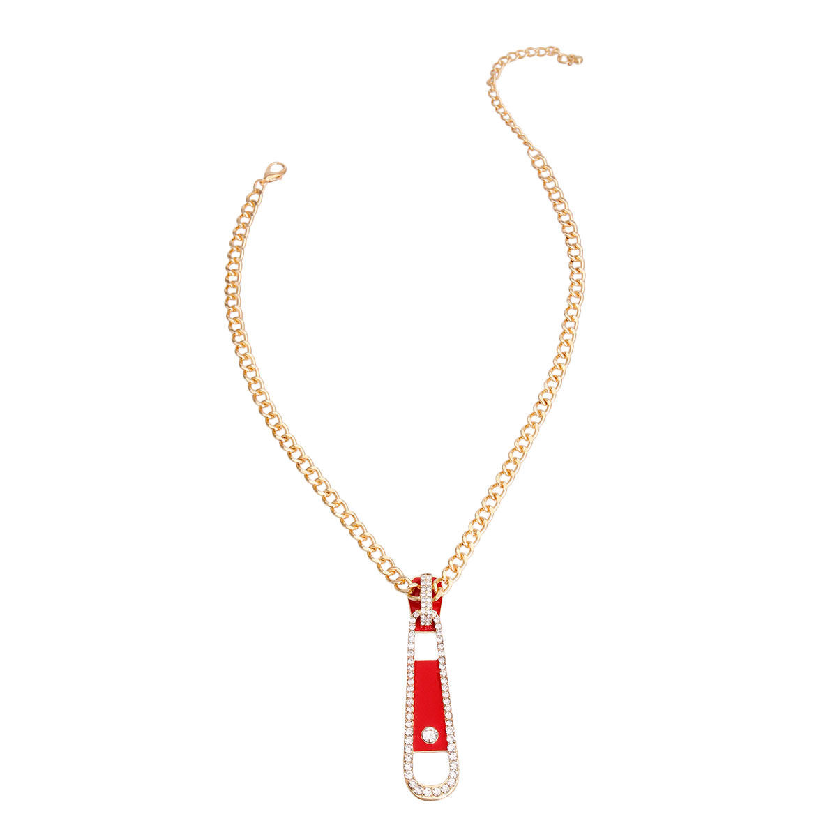 Red Zipper Pendant Necklace|16 inches - Premium Wholesale Jewelry from Pinktown - Just $11! Shop now at chiquestyles