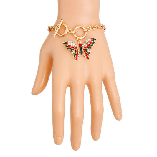 Red and Green Flutter Butterfly Bracelet|8 inches - Premium Wholesale Jewelry from Pinktown - Just $9! Shop now at chiquestyles