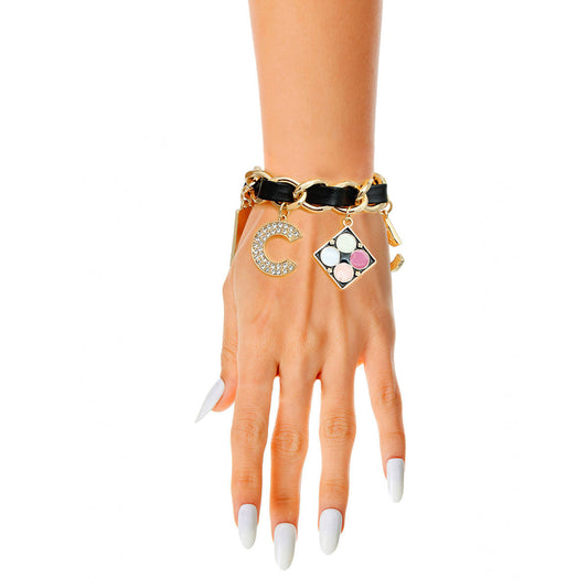 Gold and Black Designer Boutique Bracelet - Premium Wholesale Jewelry from Pinktown - Just $15! Shop now at chiquestyles
