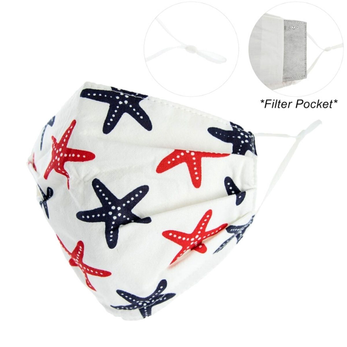 Starfish Print White Mask|Stretch to Fit - Premium Wholesale Fashion Accessories from Pinktown - Just $7! Shop now at chiquestyles
