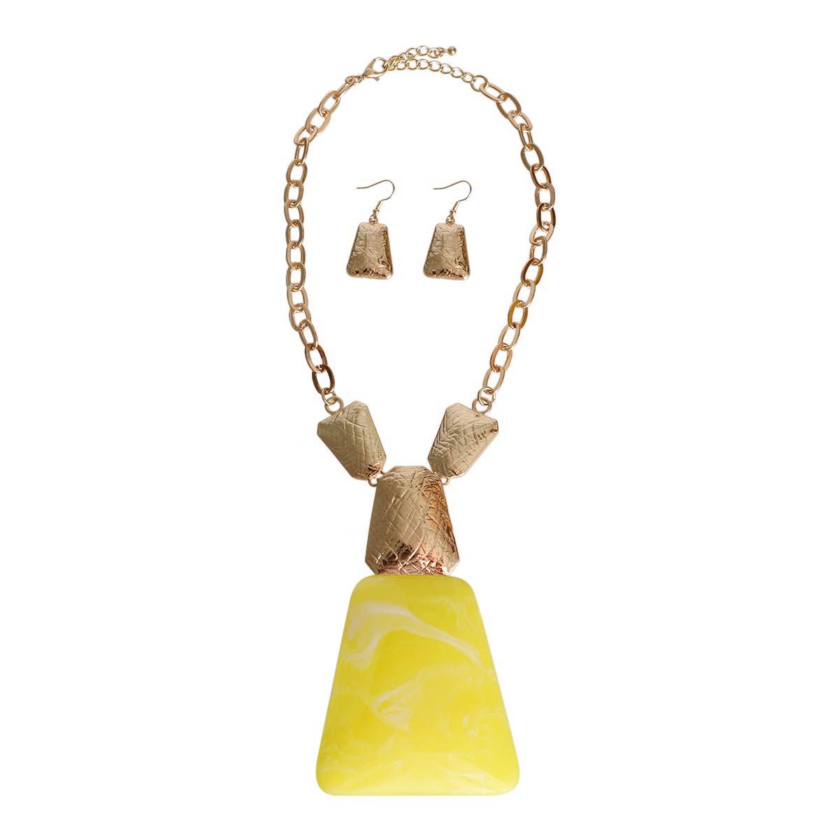 Yellow Marbled Cable Chain Necklace|18 inches - Premium Wholesale Jewelry from Pinktown - Just $21! Shop now at chiquestyles