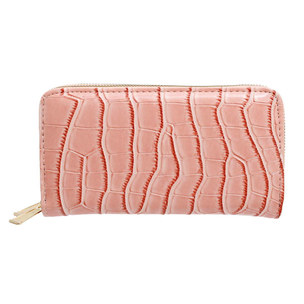 Pink Croc Double Zipper Wallet|7.5 x 4 x 1.5 inches - Premium Wholesale Fashion Accessories from Pinktown - Just $14! Shop now at chiquestyles