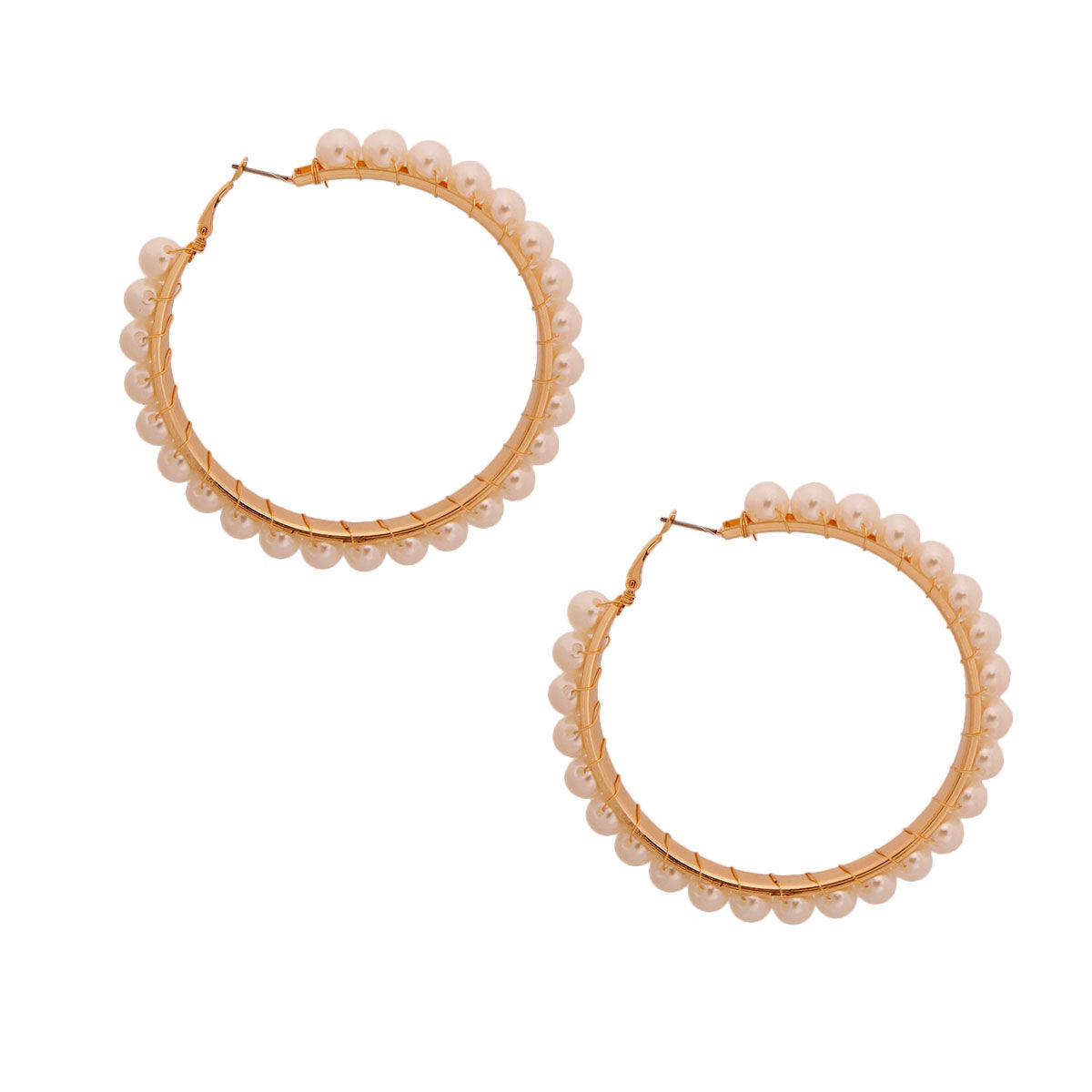 Cream Wire Wrapped 3 Inch Hoops|3 inches - Premium Wholesale Jewelry from Pinktown - Just $10! Shop now at chiquestyles