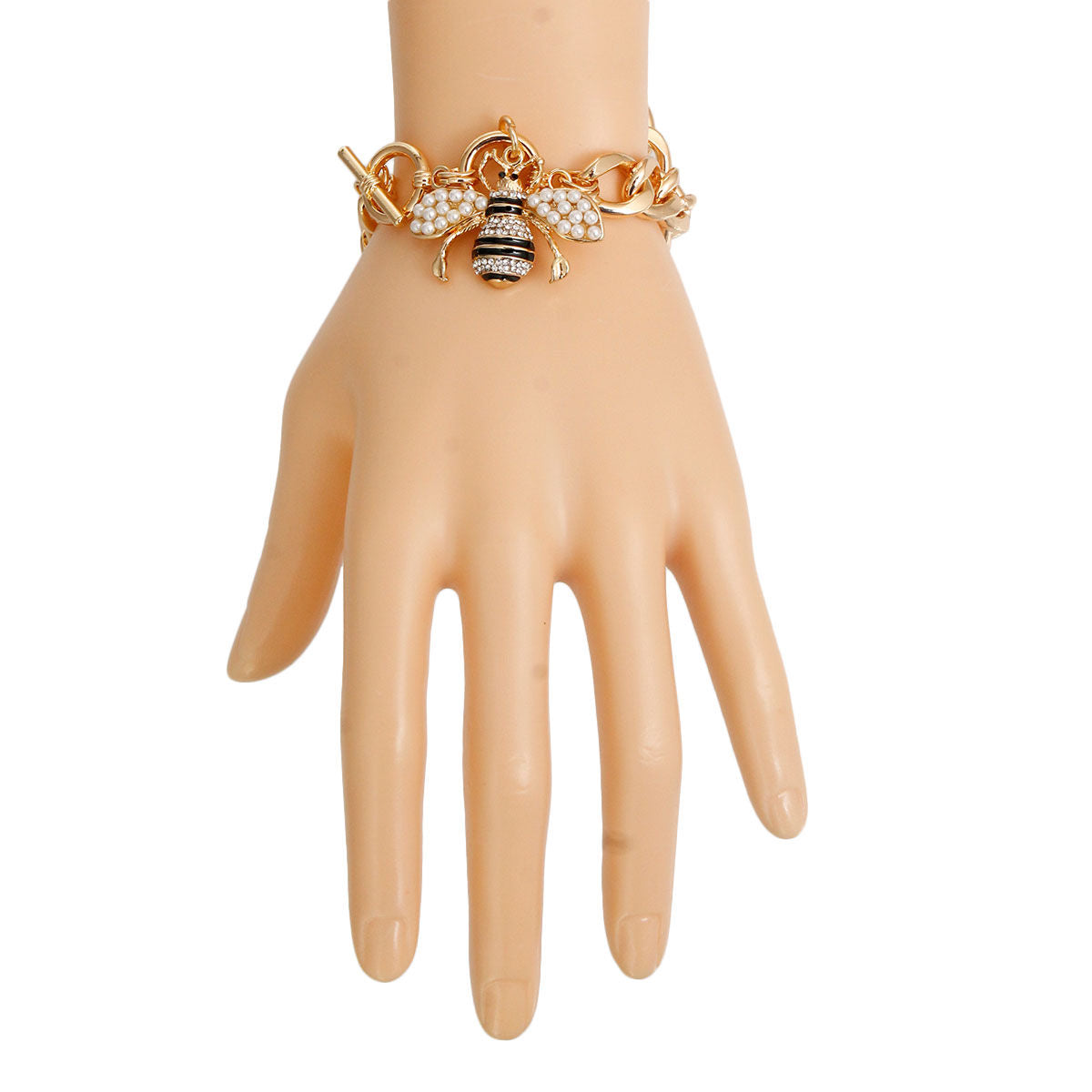 Cream Pearl Bee Toggle Bracelet - Premium Wholesale Jewelry from Pinktown - Just $11! Shop now at chiquestyles