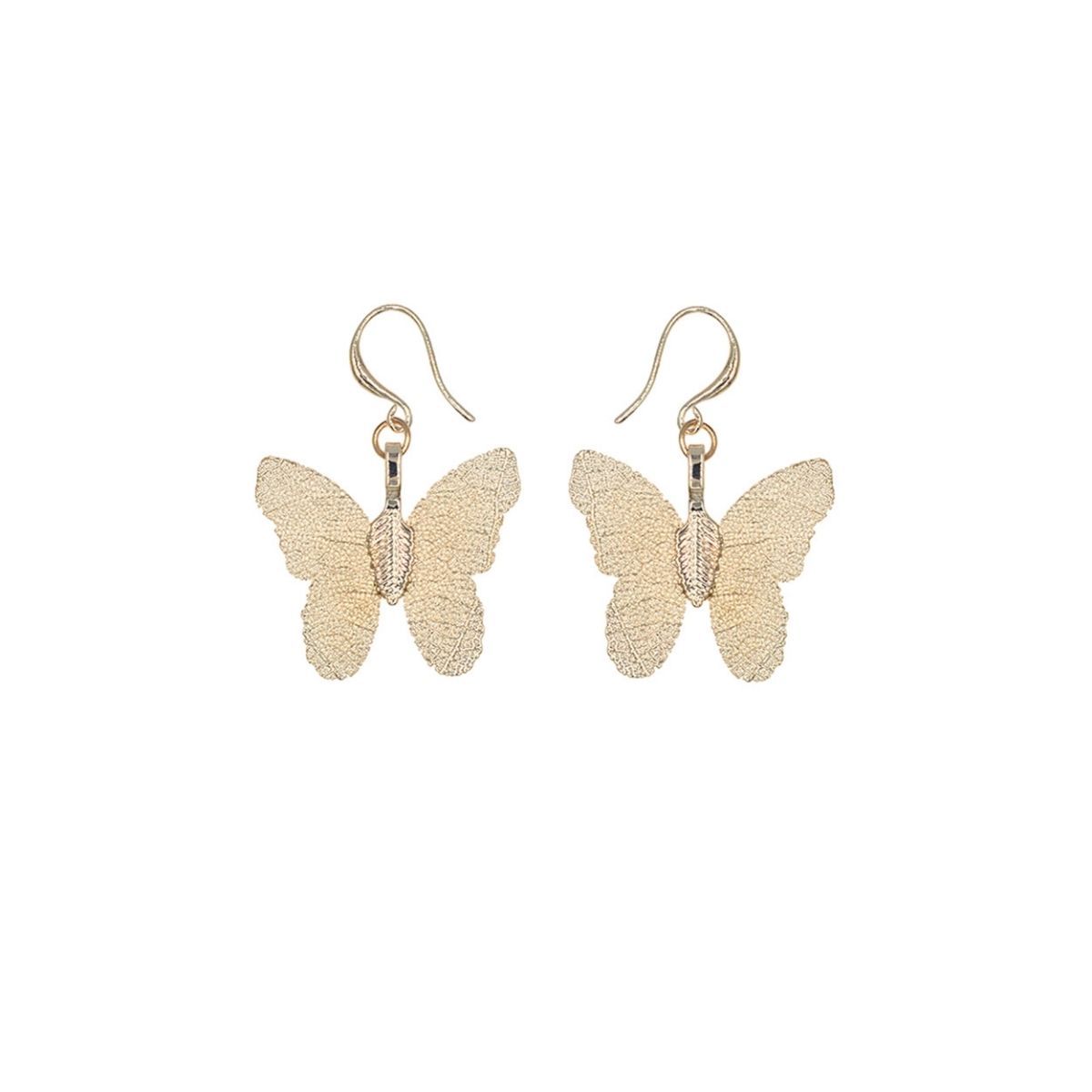 Gold Dipped Real Leaf Butterfly Earrings - Premium Wholesale Jewelry from Pinktown - Just $9! Shop now at chiquestyles