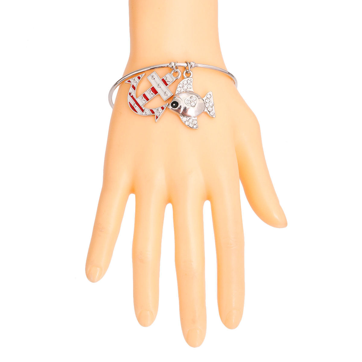 Burnished Silver Fish Charm Bracelet|Adustable - Premium Wholesale Jewelry from Pinktown - Just $5! Shop now at chiquestyles