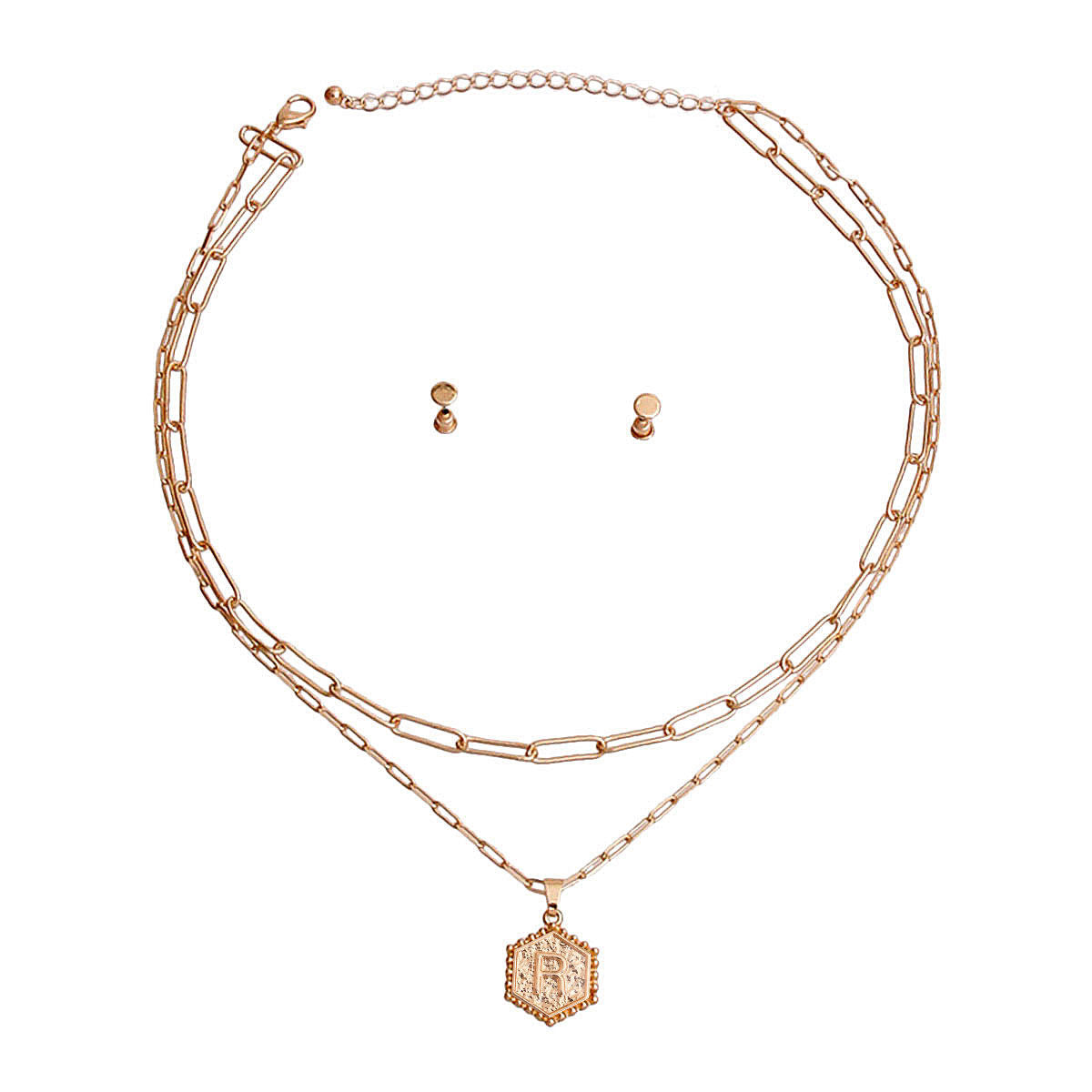 R Hexagon Initial Charm Necklace - Premium Wholesale Jewelry from Pinktown - Just $13! Shop now at chiquestyles