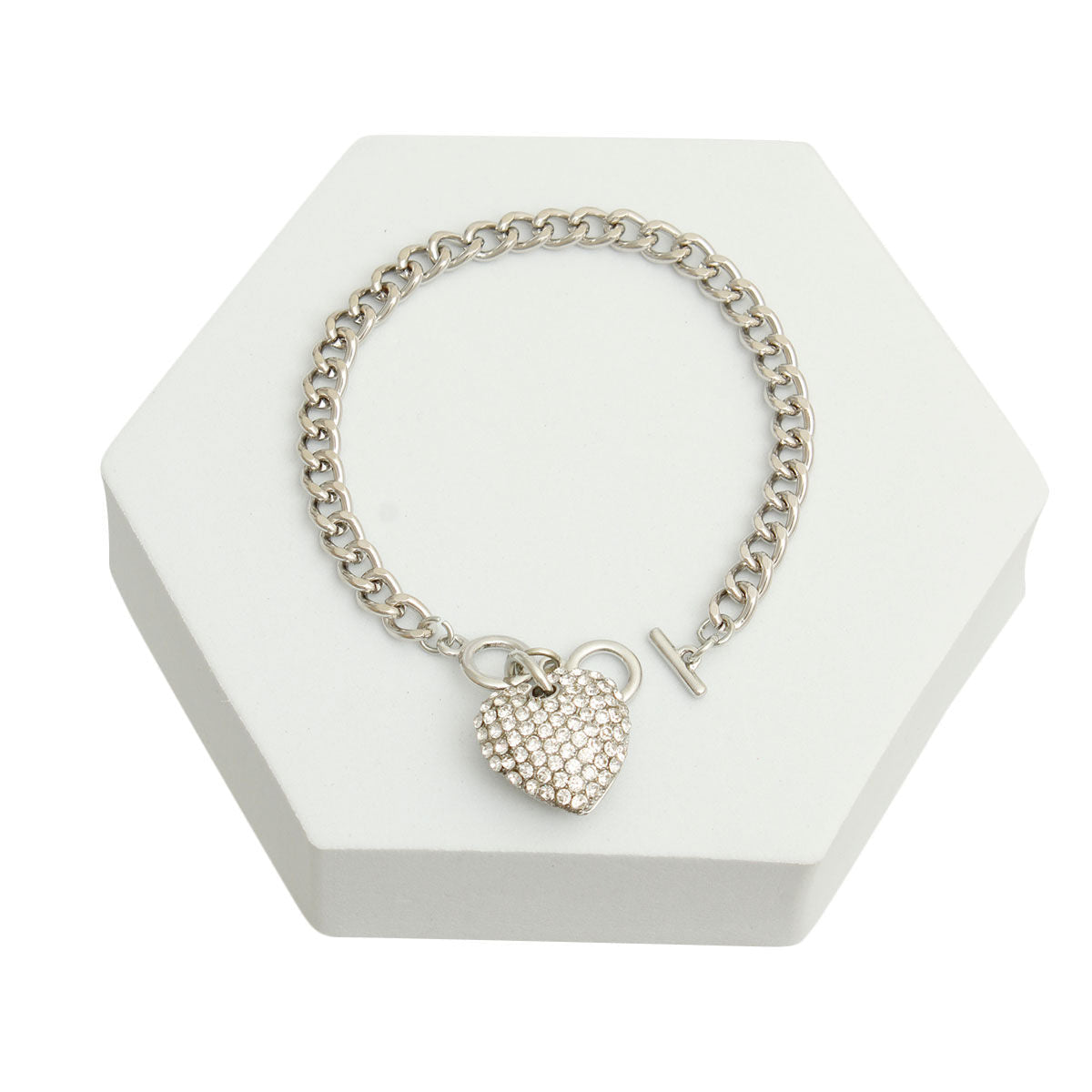 Silver Bling Heart Charm Bracelet - Premium Wholesale Jewelry from Pinktown - Just $9! Shop now at chiquestyles