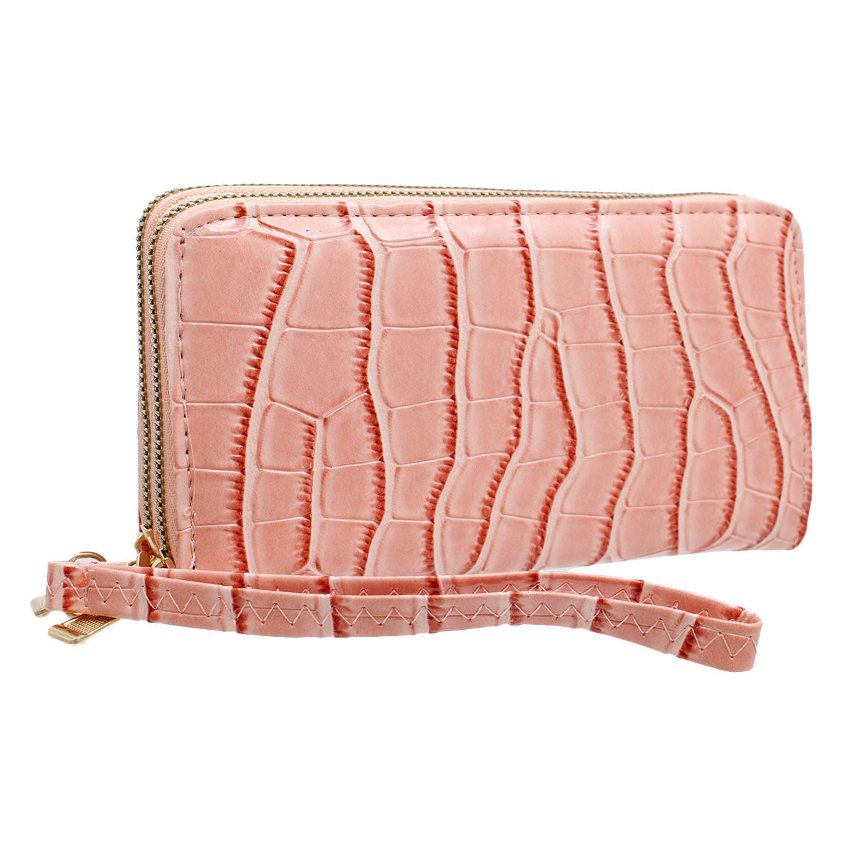 Pink Croc Double Zipper Wallet|7.5 x 4 x 1.5 inches - Premium Wholesale Fashion Accessories from Pinktown - Just $14! Shop now at chiquestyles