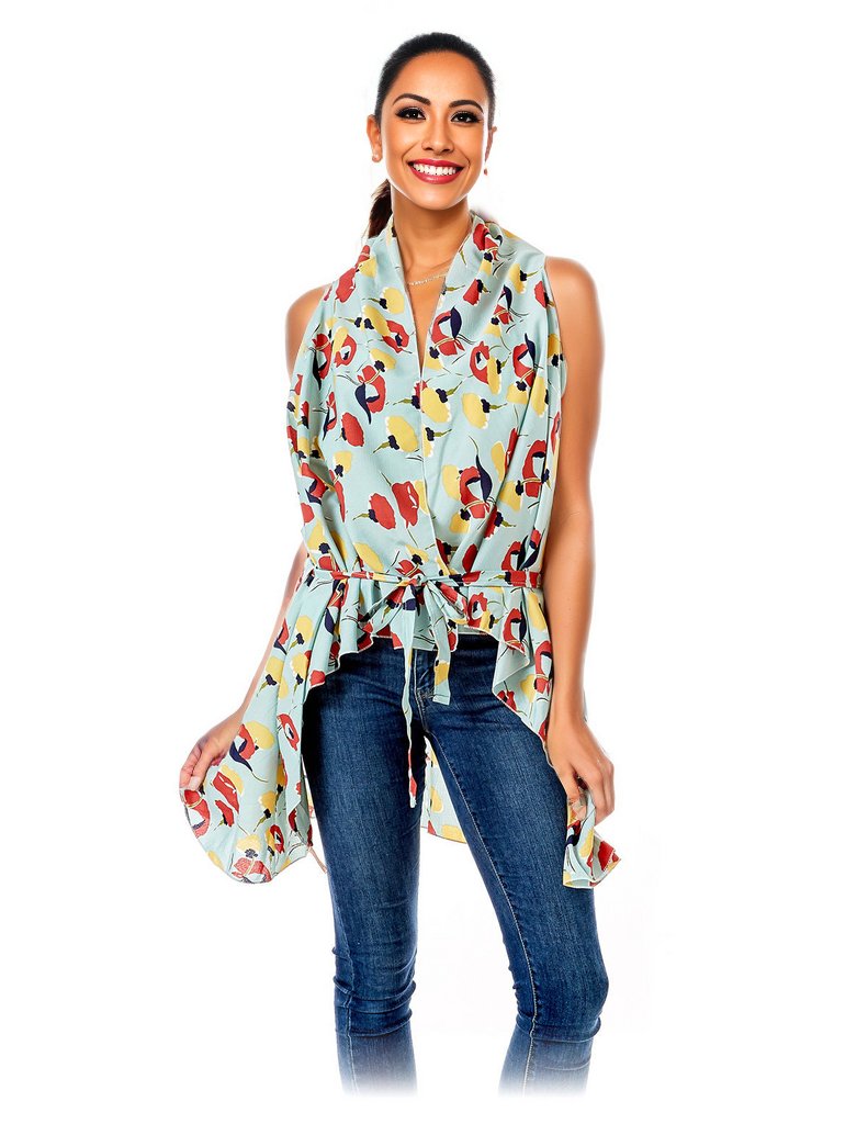 Mint Floral Vest Cover Up|57 x 41.6 inches - Premium Wholesale Boutique Clothing from Pinktown - Just $21! Shop now at chiquestyles