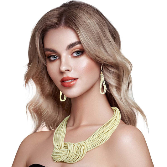 Chunky Knotted Cream Bead Necklace|22 inches - Premium Wholesale Jewelry from Pinktown - Just $14! Shop now at chiquestyles