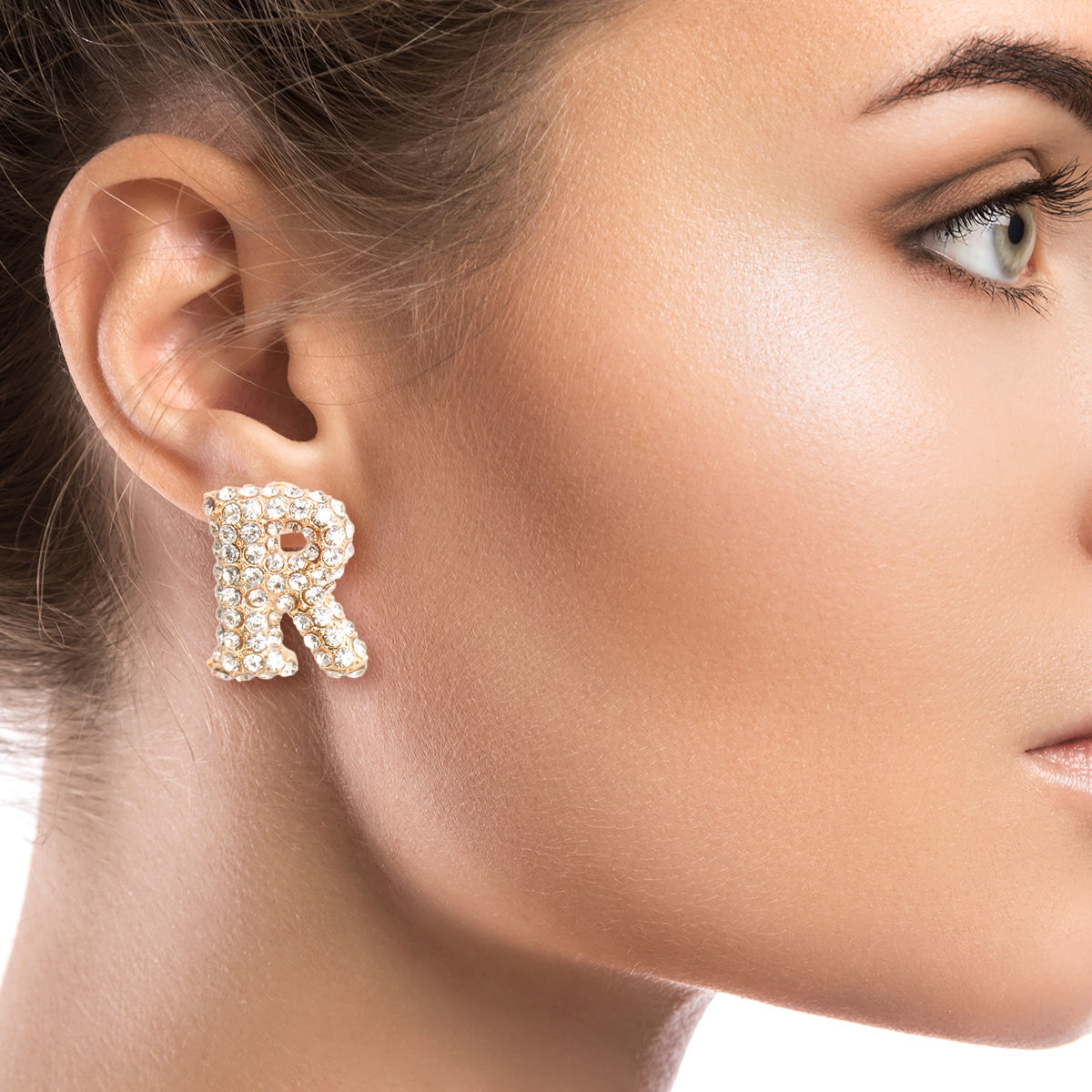 R Initial Rhinestone Studs|.85 inches - Premium Wholesale Jewelry from Pinktown - Just $11! Shop now at chiquestyles