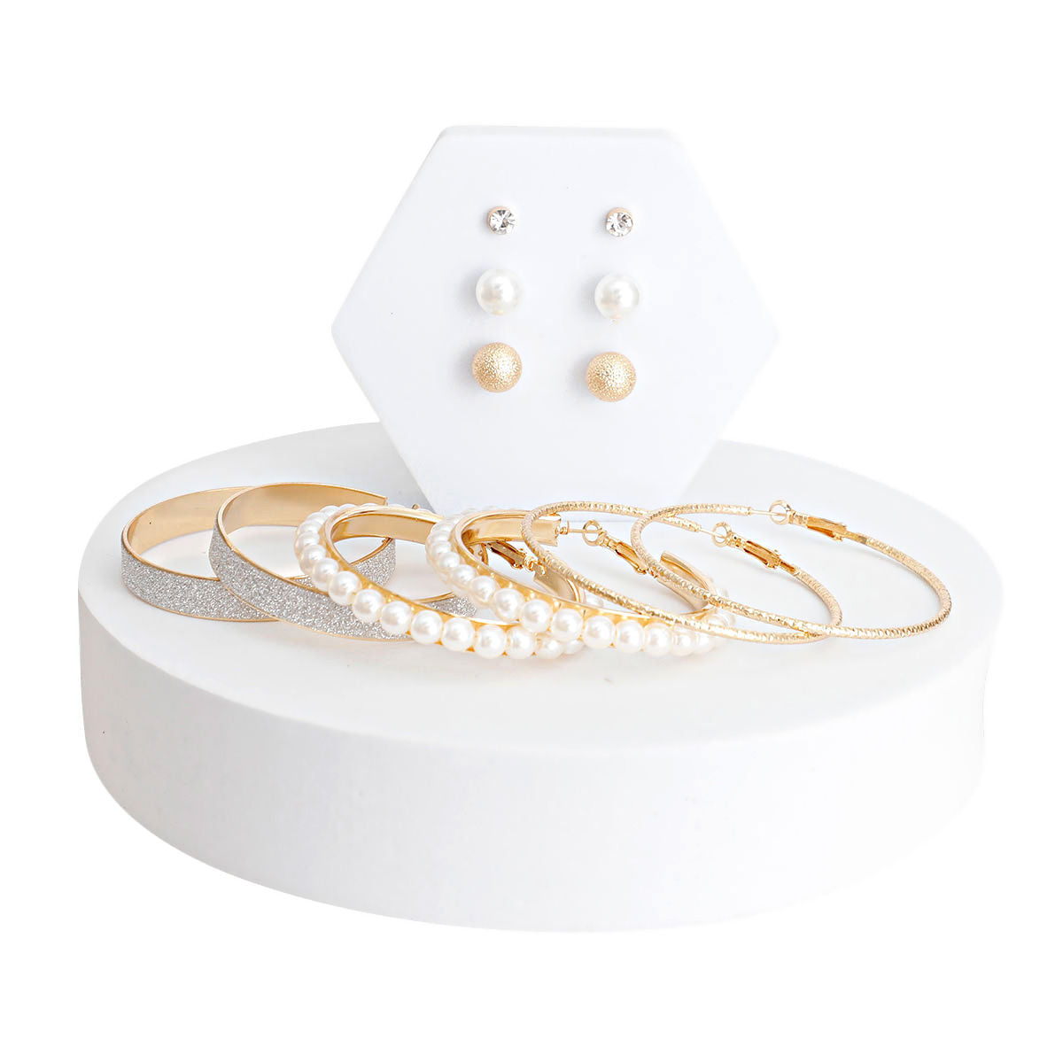 Gold 6PC Stud and Hoop Earring Set - Premium Wholesale Jewelry from Pinktown - Just $14! Shop now at chiquestyles