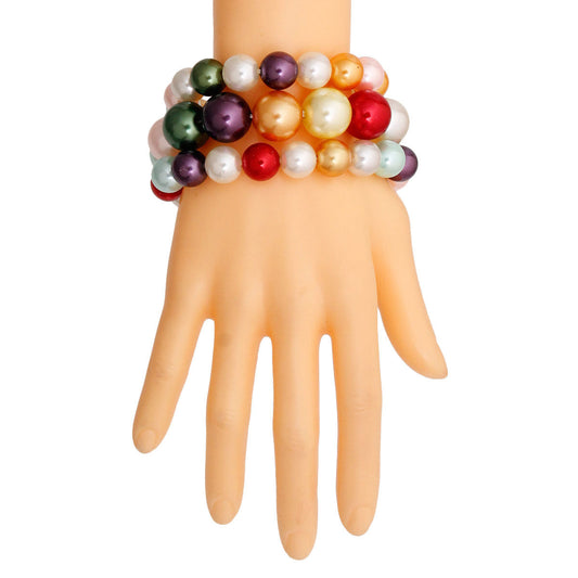 Multi Pearl 3 Pcs Bracelets|Stretch to Fit - Premium Wholesale Jewelry from Pinktown - Just $10! Shop now at chiquestyles