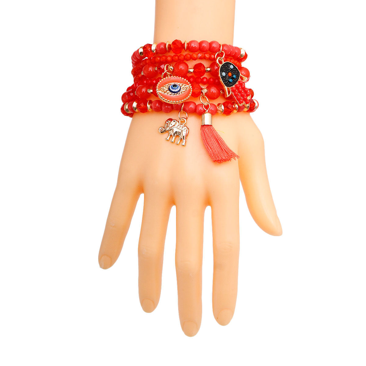 Coral Hamsa 6 Pcs Bracelets|Stretch to Fit - Premium Wholesale Jewelry from Pinktown - Just $12! Shop now at chiquestyles