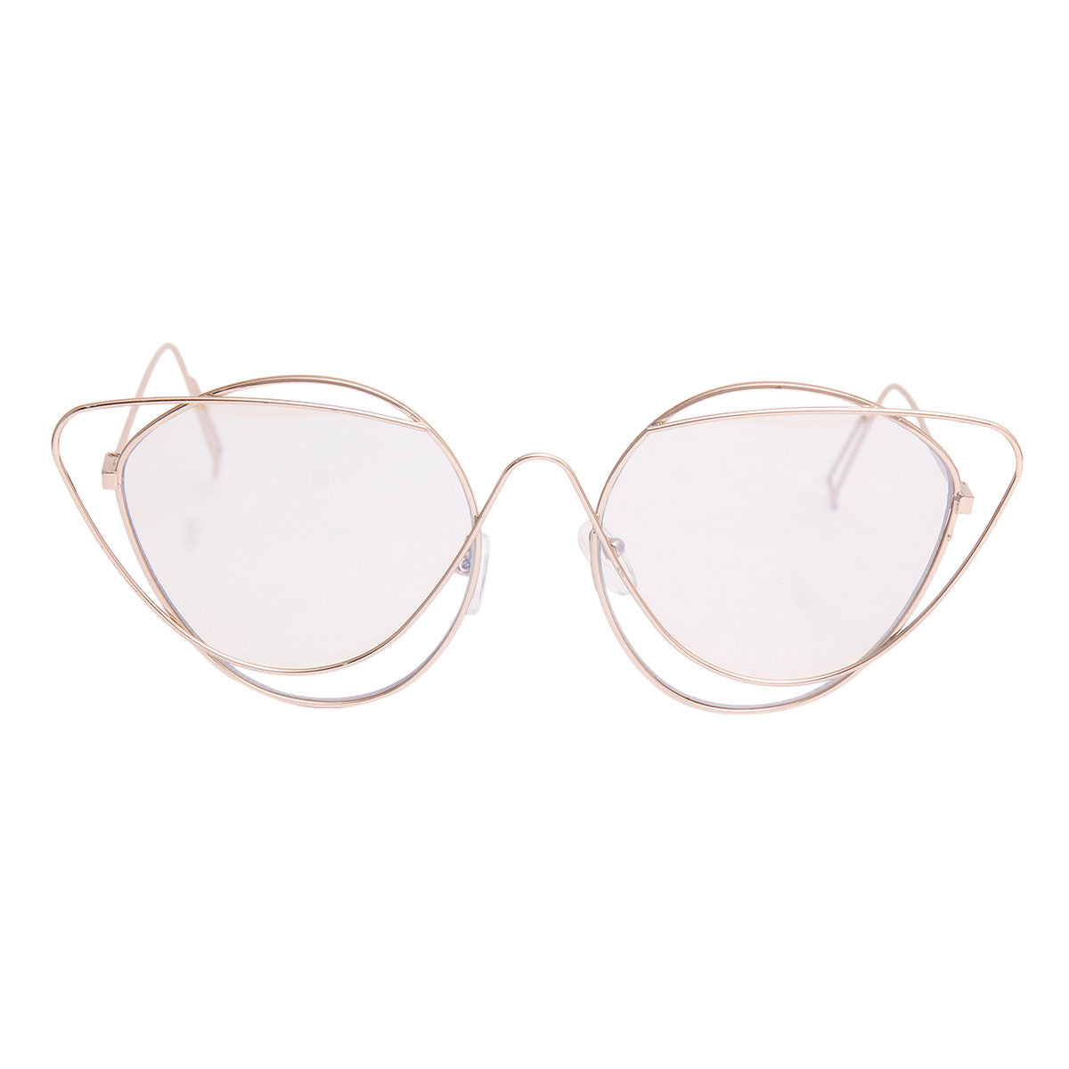 Gold Wire Cat Eye Clear Glasses|One Size - Premium Wholesale Fashion Accessories from Pinktown - Just $9! Shop now at chiquestyles