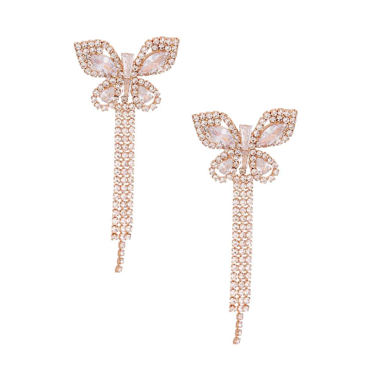 Gold Butterfly Fringe Earrings|3 inches - Premium Wholesale Jewelry from Pinktown - Just $12! Shop now at chiquestyles