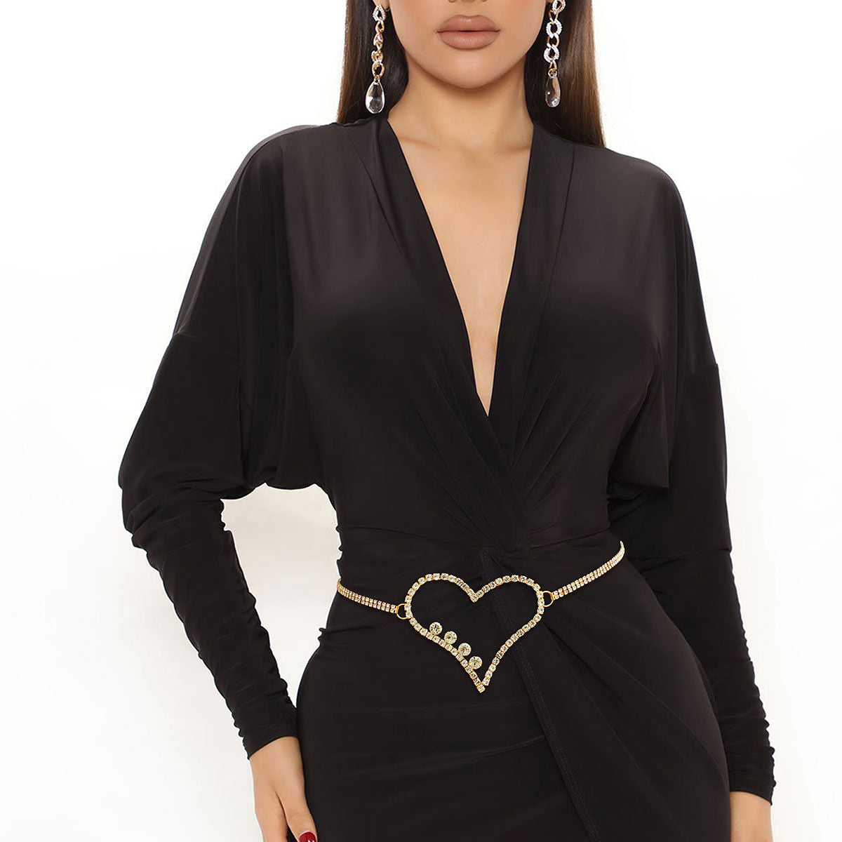 Gold Embellished Heart Chain Belt - Premium Wholesale Fashion Accessories from Pinktown - Just $13! Shop now at chiquestyles