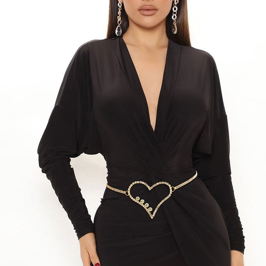 Gold Embellished Heart Chain Belt|Adjustable - Premium Wholesale Fashion Accessories from Pinktown - Just $13! Shop now at chiquestyles