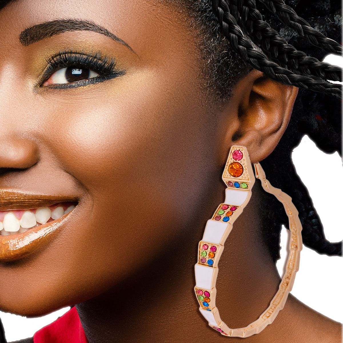 Luxury White 3D Snake Wrap Hoops|3.75 inches - Premium Wholesale Jewelry from Pinktown - Just $15! Shop now at chiquestyles