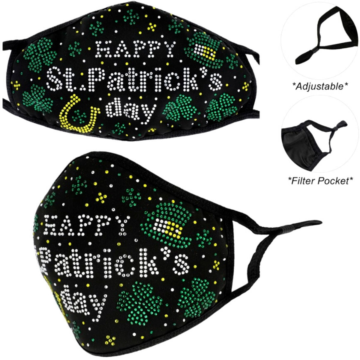 St. Patrick's Day Mask|Stretch to Fit - Premium Wholesale Fashion Accessories from Pinktown - Just $14! Shop now at chiquestyles