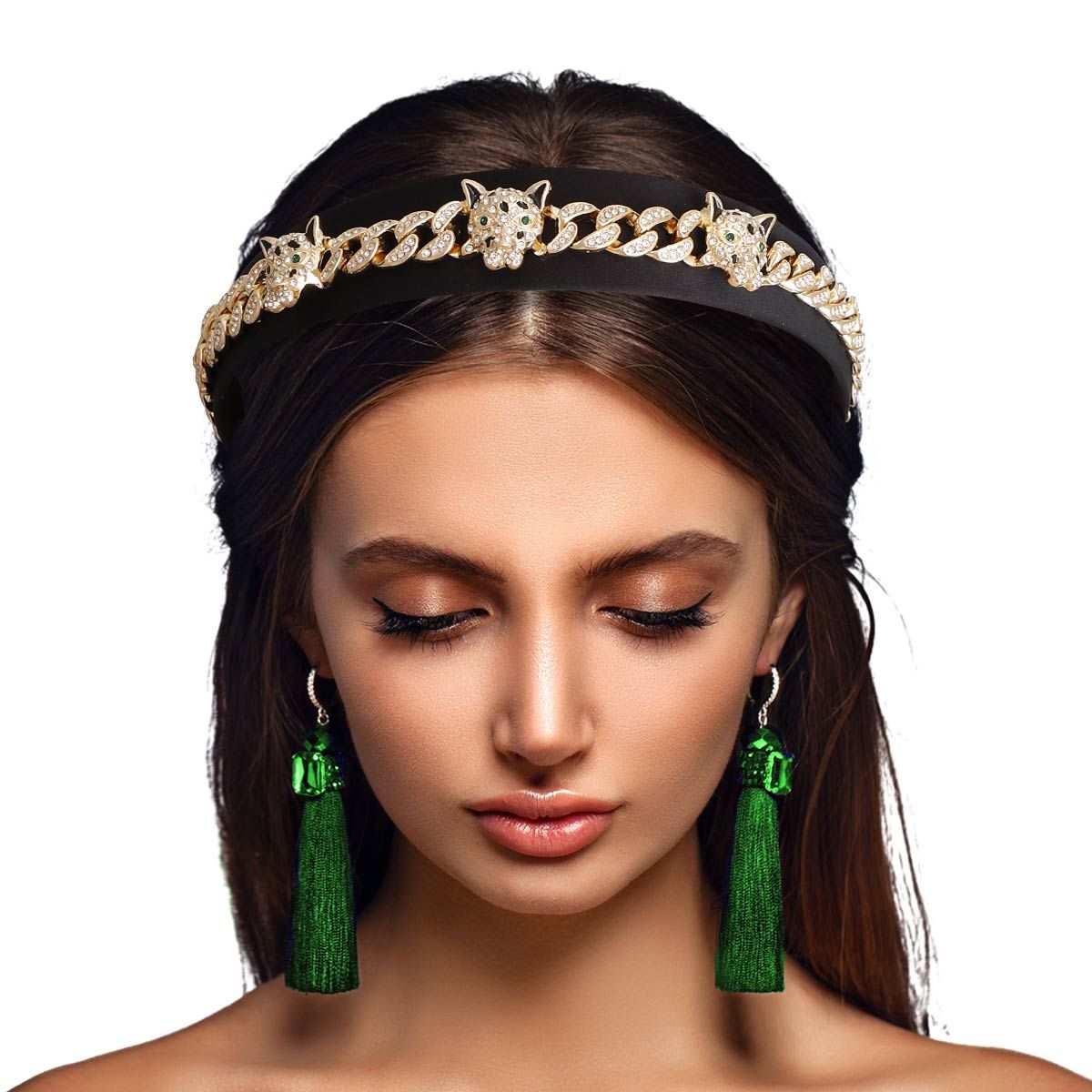 Designer Tiger Iced Chain Headband|Adjustable - Premium Wholesale Fashion Accessories from Pinktown - Just $23! Shop now at chiquestyles