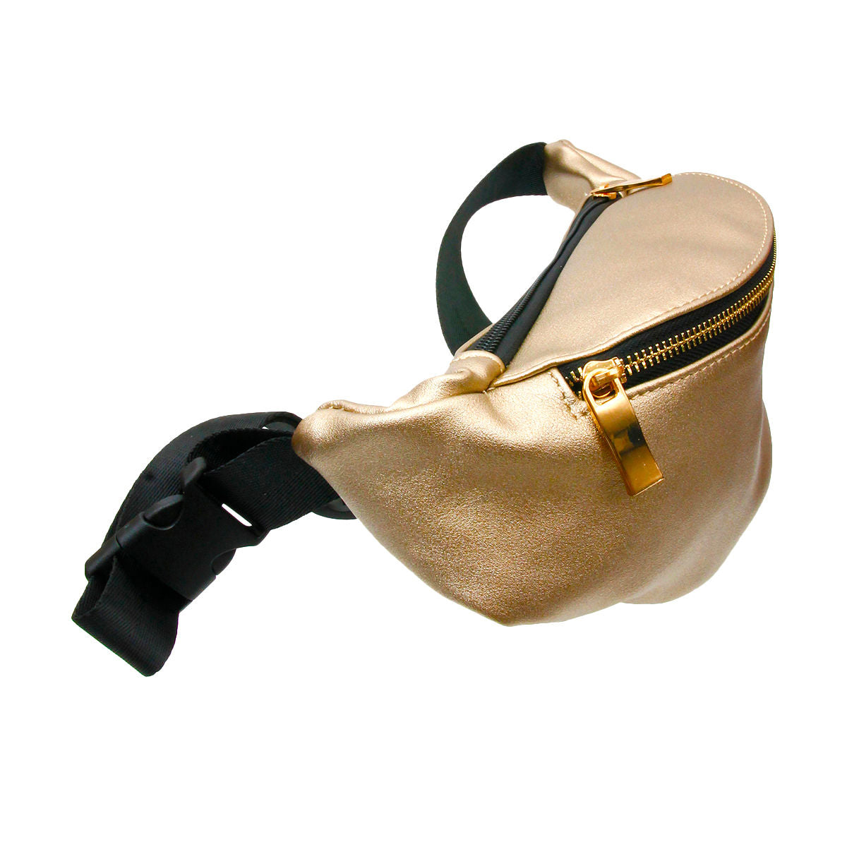 Gold Vegan Leather Fanny Pack|14.6 x 2.4 x 4.6 inches - Premium Wholesale Fashion Accessories from Pinktown - Just $32! Shop now at chiquestyles