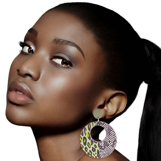 Green Wood Animal Print Earrings|2.5 inches - Premium Wholesale Jewelry from Pinktown - Just $8! Shop now at chiquestyles