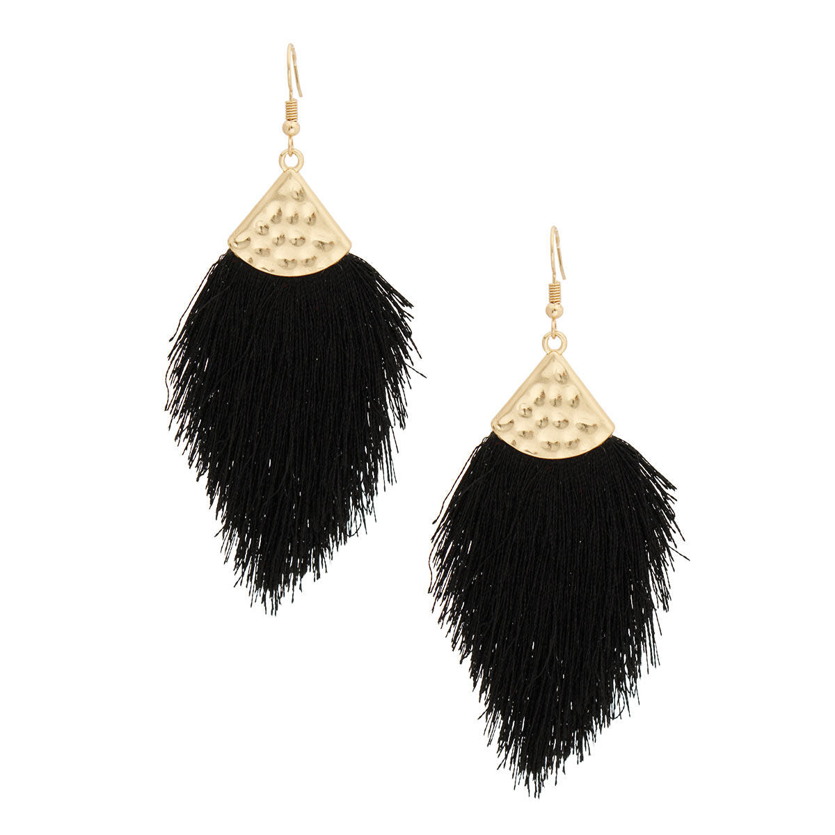 Black Silk Tassel Fish Hook Earrings|3.5 inches - Premium Wholesale Jewelry from Pinktown - Just $11! Shop now at chiquestyles