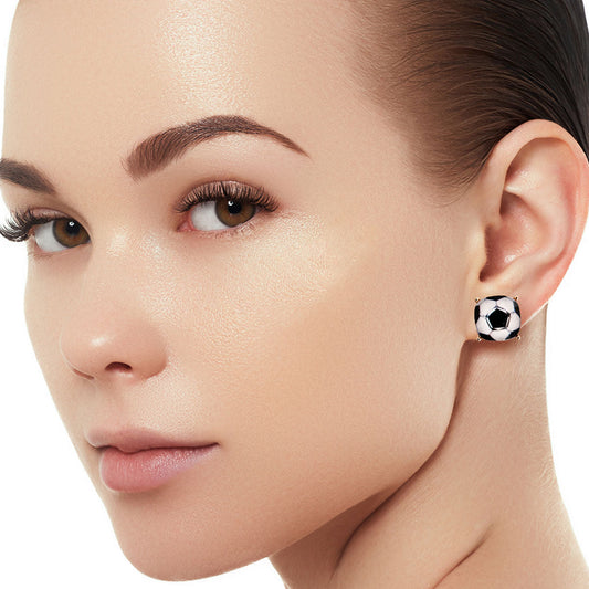 Gold Soccer Cushion Cut Studs|.47 inches - Premium Wholesale Jewelry from Pinktown - Just $6! Shop now at chiquestyles