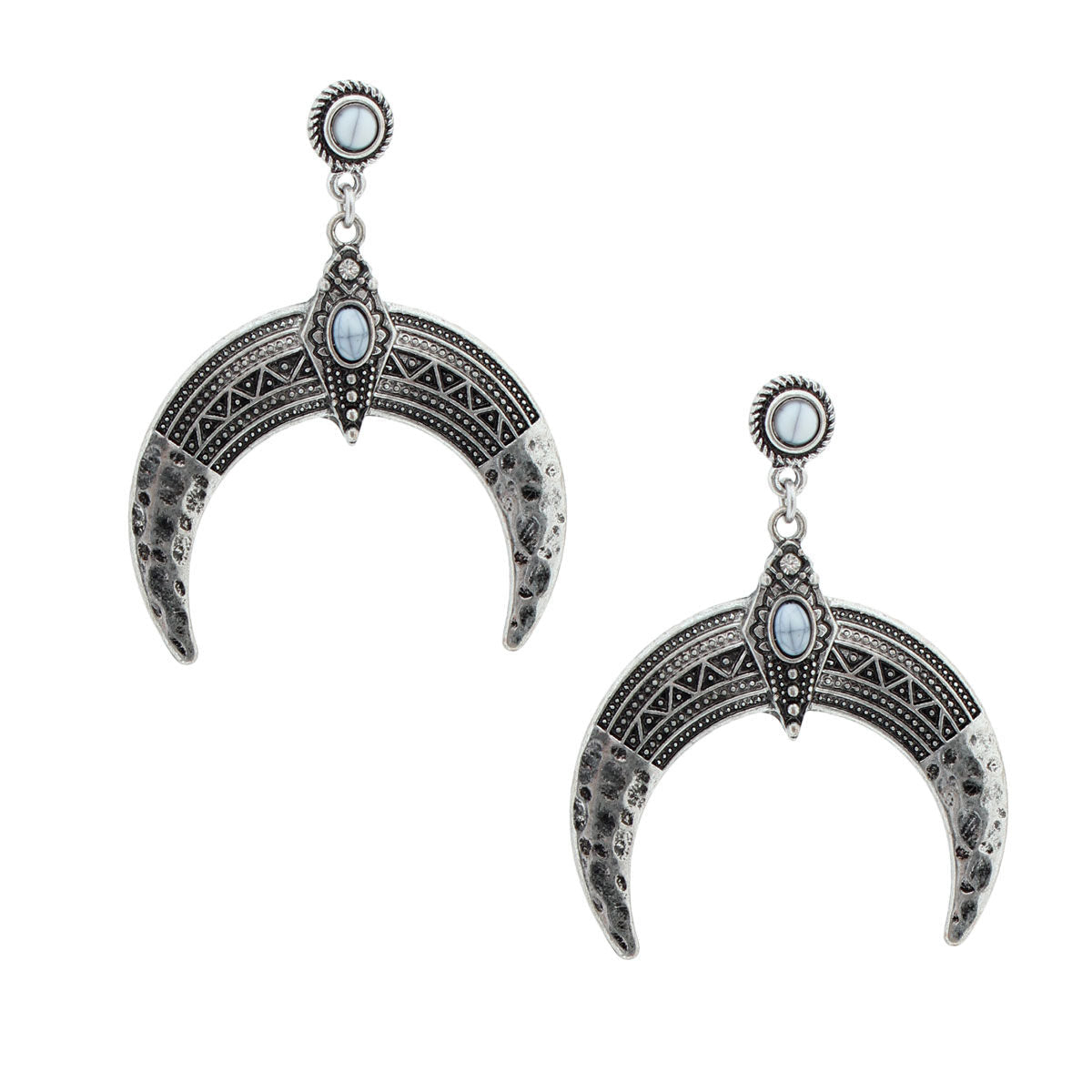 Engraved Burnished Silver Arch Earrings - Premium Wholesale Jewelry from Pinktown - Just $9! Shop now at chiquestyles