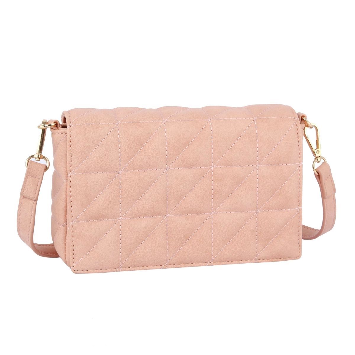 Blush Quilted Boxy Crossbody|8.3 x 5.5 x 2.4 inches - Premium Wholesale Fashion Accessories from Pinktown - Just $39! Shop now at chiquestyles