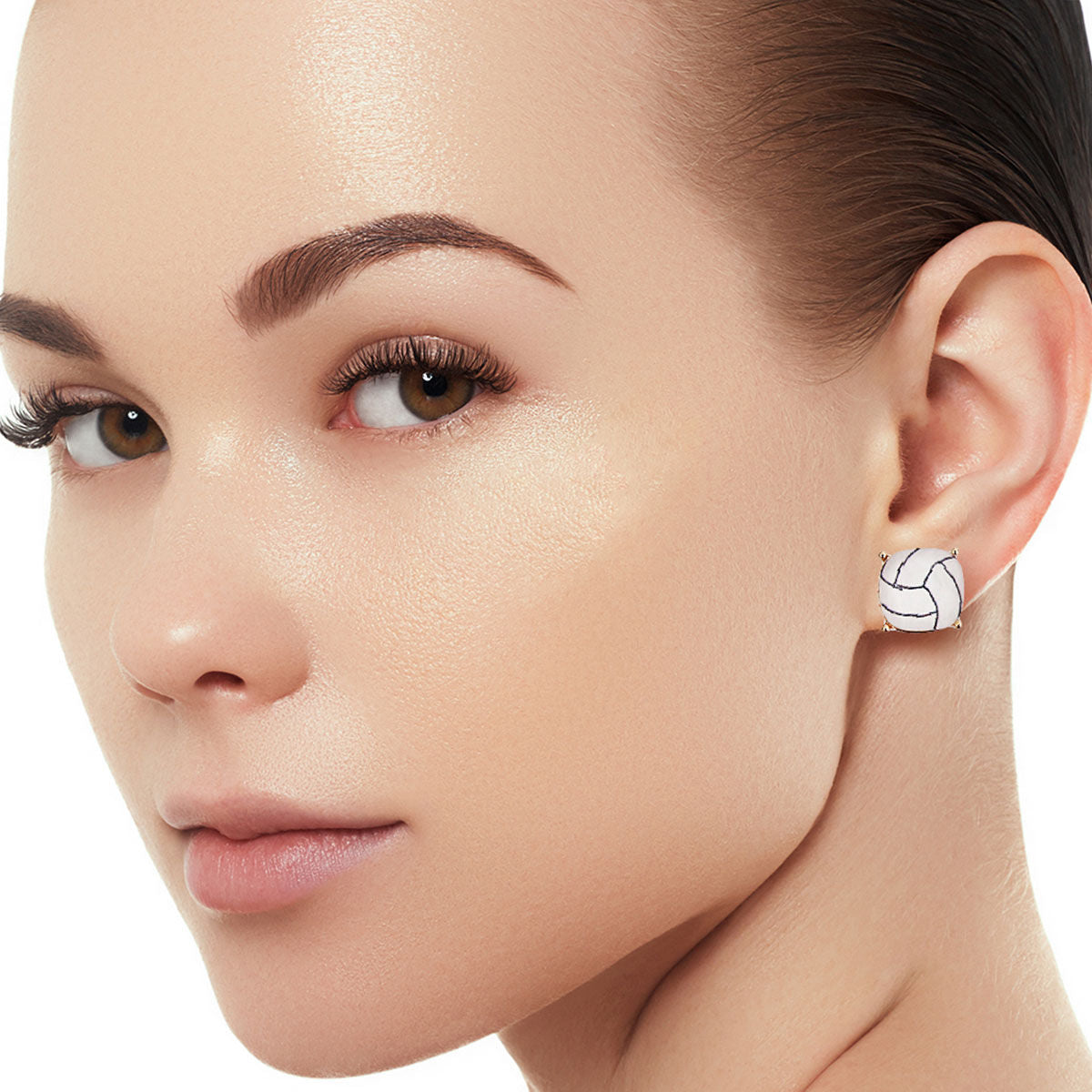 Gold Vollyball Cushion Cut Studs - Premium Wholesale Jewelry from Pinktown - Just $6! Shop now at chiquestyles