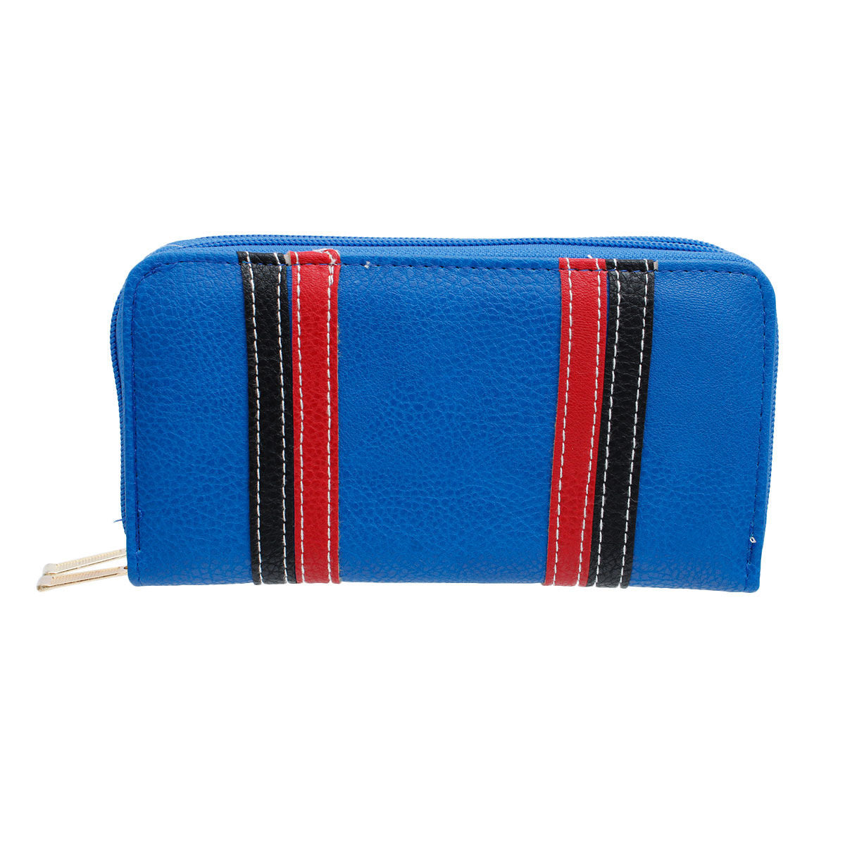 Blue Striped Double Zipper Wallet|7.5 x 4 x 1.5 inches - Premium Wholesale Fashion Accessories from Pinktown - Just $14! Shop now at chiquestyles