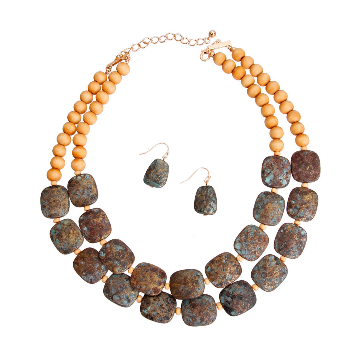 Brown Wooden Bead Patina Necklace|19 inches - Premium Wholesale Jewelry from Pinktown - Just $19! Shop now at chiquestyles