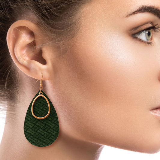 Green Leather Teardrop Earrings|2.5 inches - Premium Wholesale Jewelry from Pinktown - Just $11! Shop now at chiquestyles
