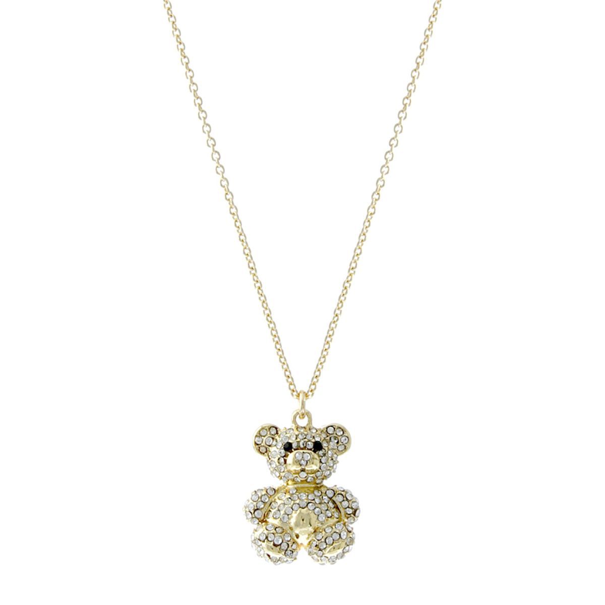 Gold Pave Teddy Bear Necklace - Premium Wholesale Jewelry from Pinktown - Just $10! Shop now at chiquestyles