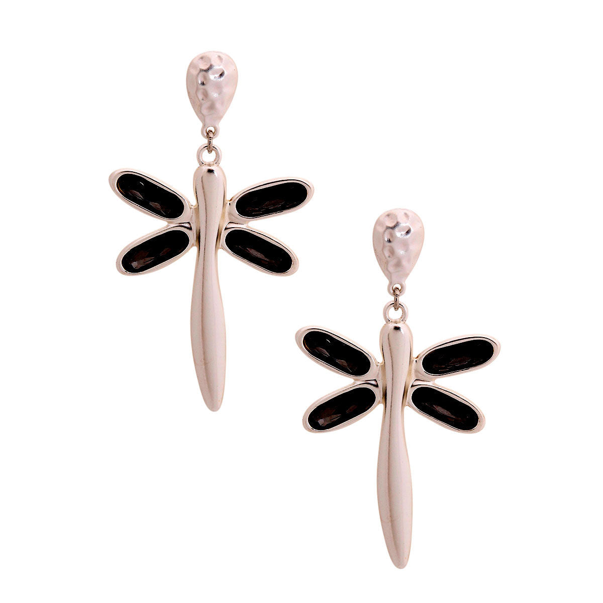 Silver Crystal Dragonfly Earrings|3.25 inches - Premium Wholesale Jewelry from Pinktown - Just $8! Shop now at chiquestyles