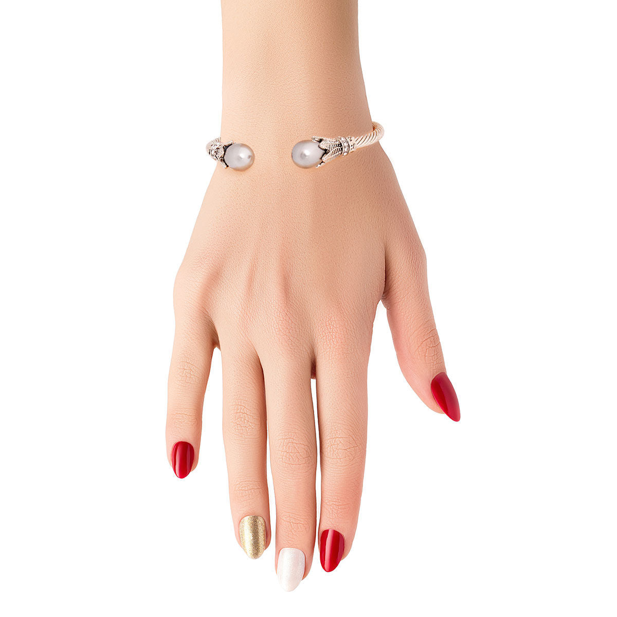 Gray Pearl Leaf Cable Bangle|Adjustable - Premium Wholesale Jewelry from Pinktown - Just $9! Shop now at chiquestyles