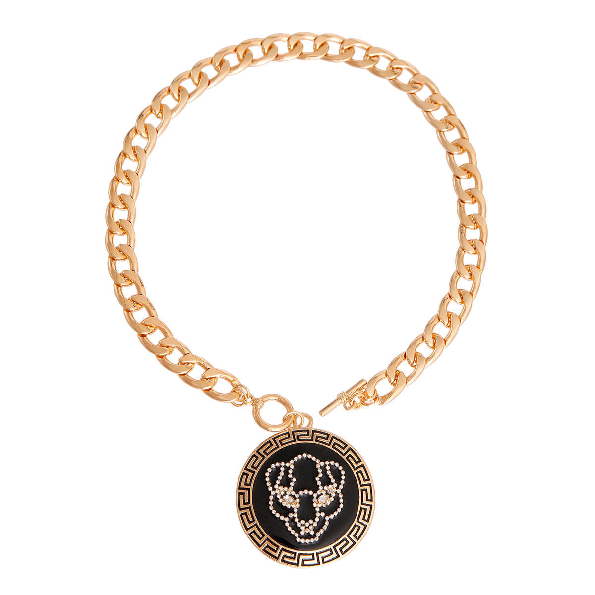 Gold Tiger Greek Medallion Chain|16 inches - Premium Wholesale Jewelry from Pinktown - Just $14! Shop now at chiquestyles