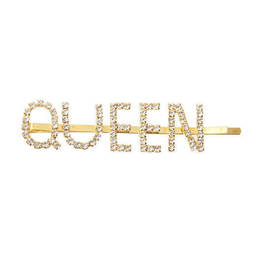 Gold QUEEN Bobby Pin|3.35 inches - Premium Wholesale Fashion Accessories from Pinktown - Just $6! Shop now at chiquestyles