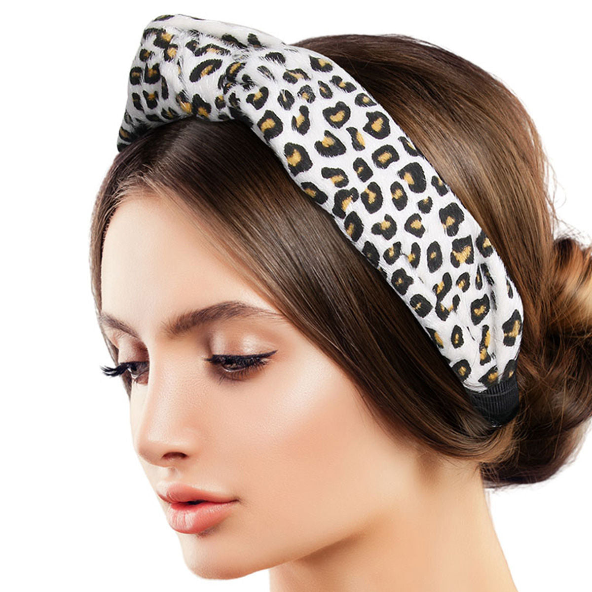 Furry White Leopard Knot Headband|Adjustable - Premium Wholesale Fashion Accessories from Pinktown - Just $10! Shop now at chiquestyles