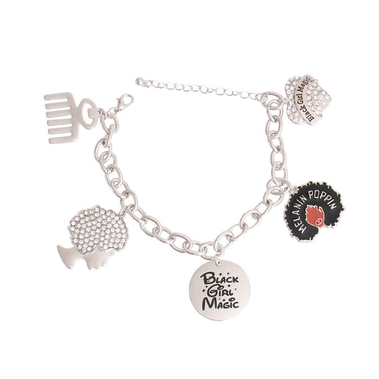 Silver Black Girl Magic Bracelet|8 inches - Premium Wholesale Jewelry from Pinktown - Just $15! Shop now at chiquestyles