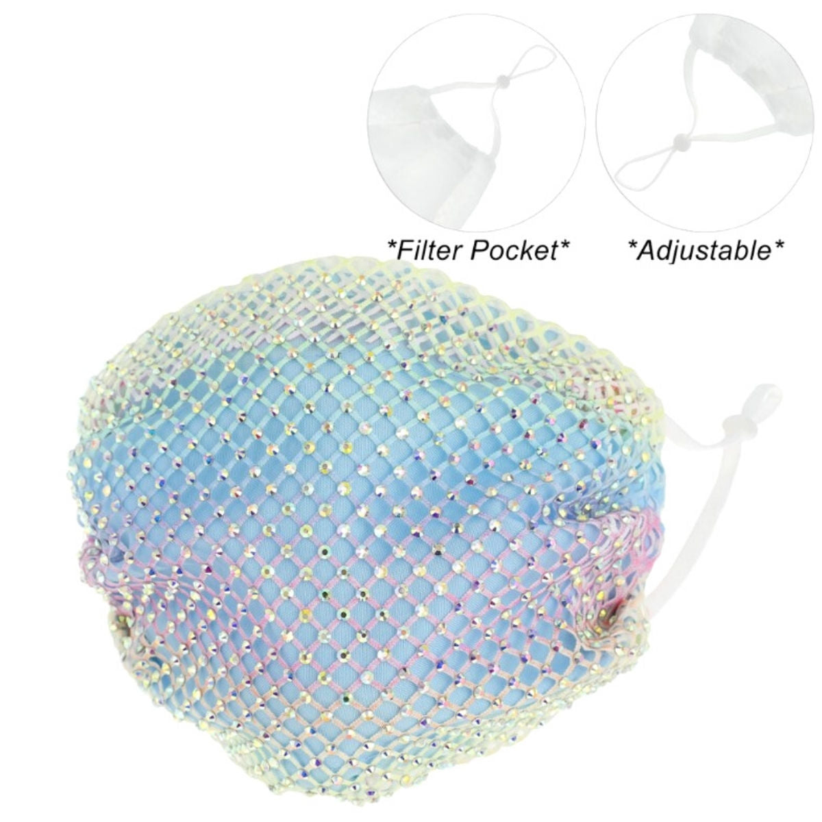 Multi Color Rhinestone Overlay Mask|Stretch to Fit - Premium Wholesale Fashion Accessories from Pinktown - Just $8! Shop now at chiquestyles