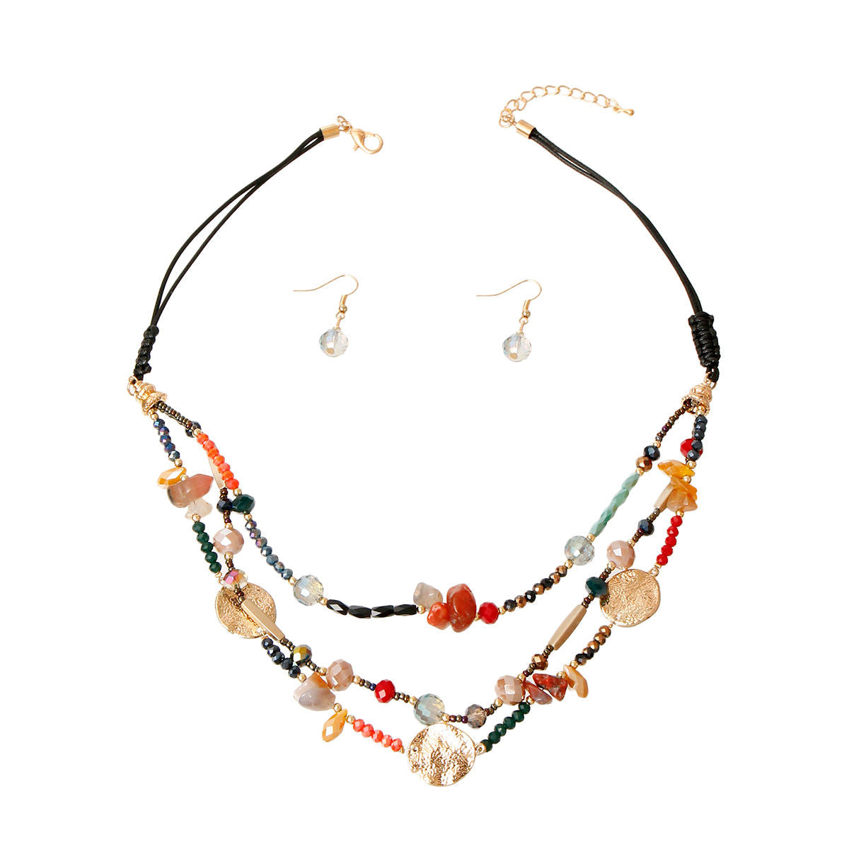 Multi Color Stone Bead 3 Layer Set|22 inches - Premium Wholesale Jewelry from Pinktown - Just $17! Shop now at chiquestyles