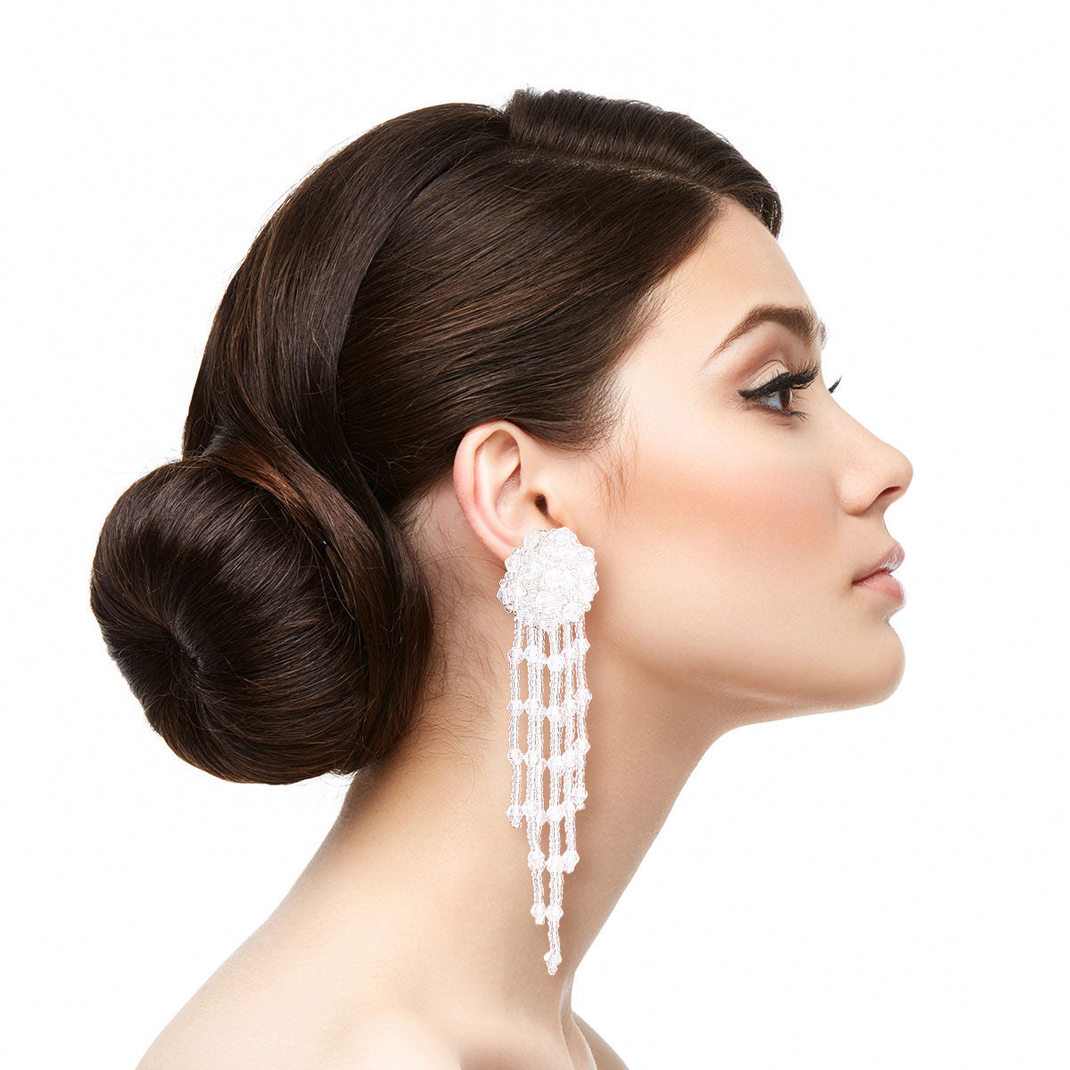 Clear Glass Bead Ball Fringe Earrings - Premium Wholesale Jewelry from Pinktown - Just $12! Shop now at chiquestyles
