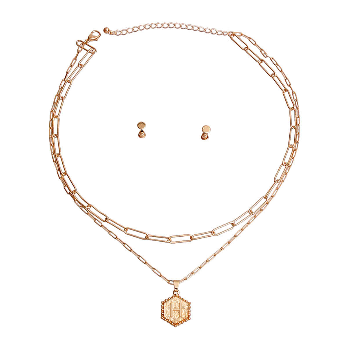 H Hexagon Initial Charm Necklace - Premium Wholesale Jewelry from Pinktown - Just $13! Shop now at chiquestyles