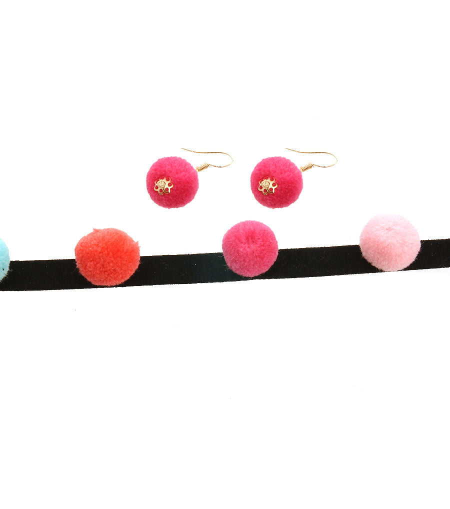 Pom Pom Choker Set|15 inches - Premium Wholesale Jewelry from Pinktown - Just $5! Shop now at chiquestyles