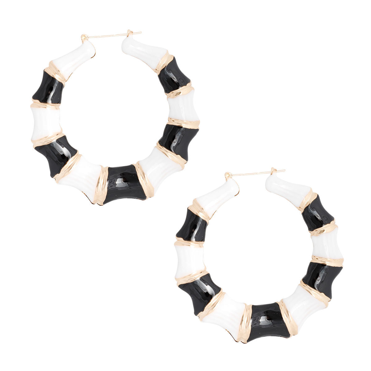 Black and White Color Bamboo Hoops|3 inches - Premium Wholesale Jewelry from Pinktown - Just $12! Shop now at chiquestyles